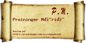 Preininger Márió névjegykártya